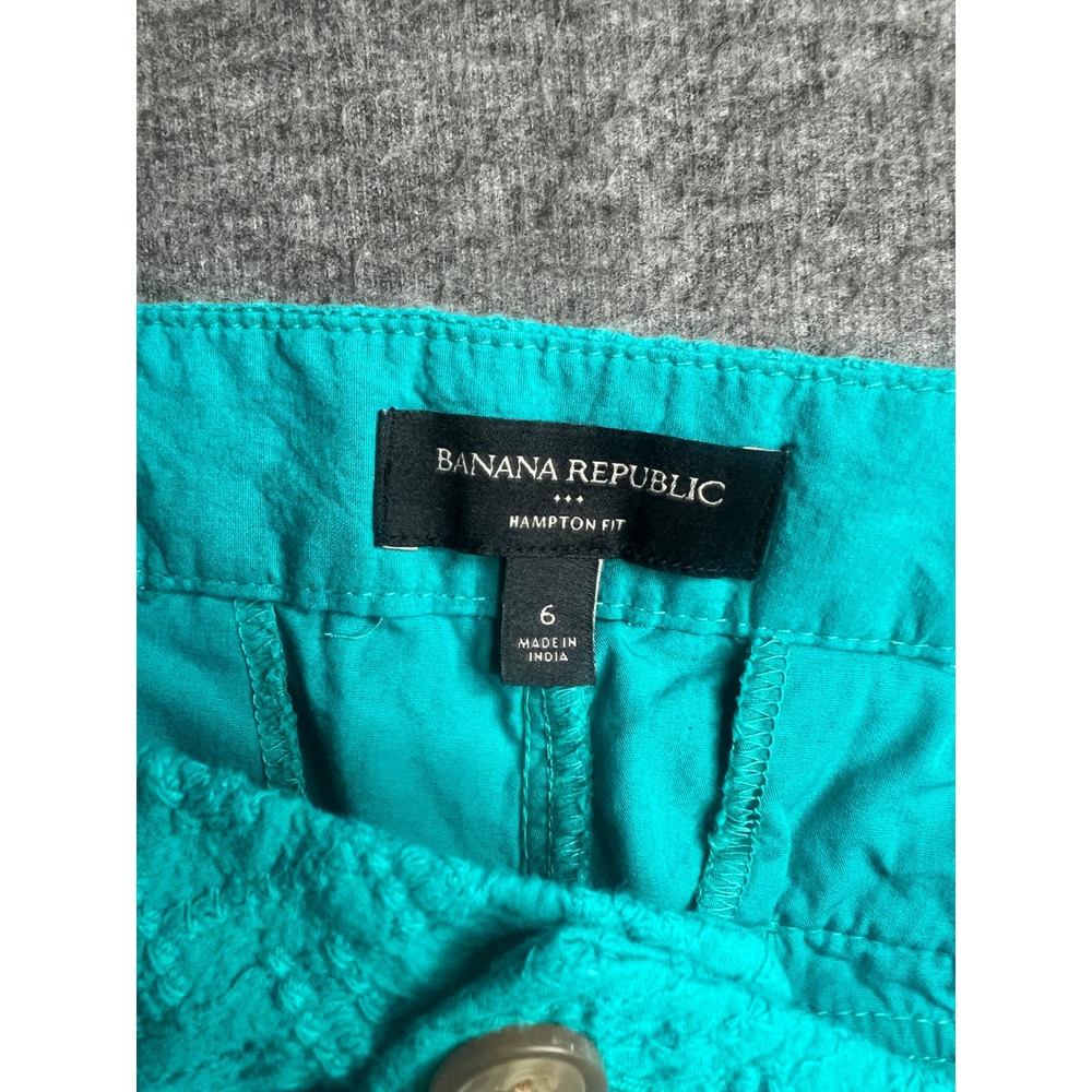 Banana Republic Hampton Fit Shorts Women's 6 Turquoise Teal Textured 100% Cotton - Picture 5 of 10